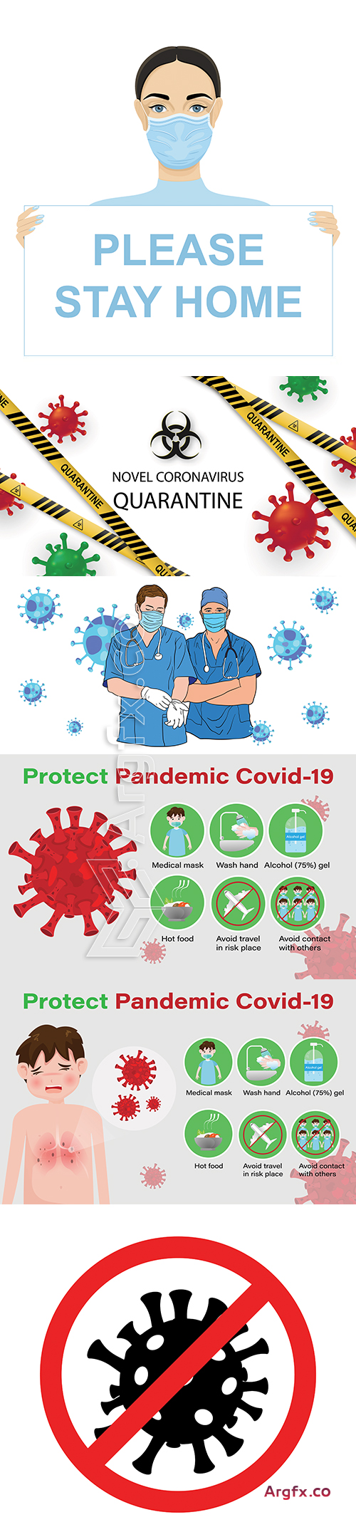 Coronavirus or Covid-19 vector elements
