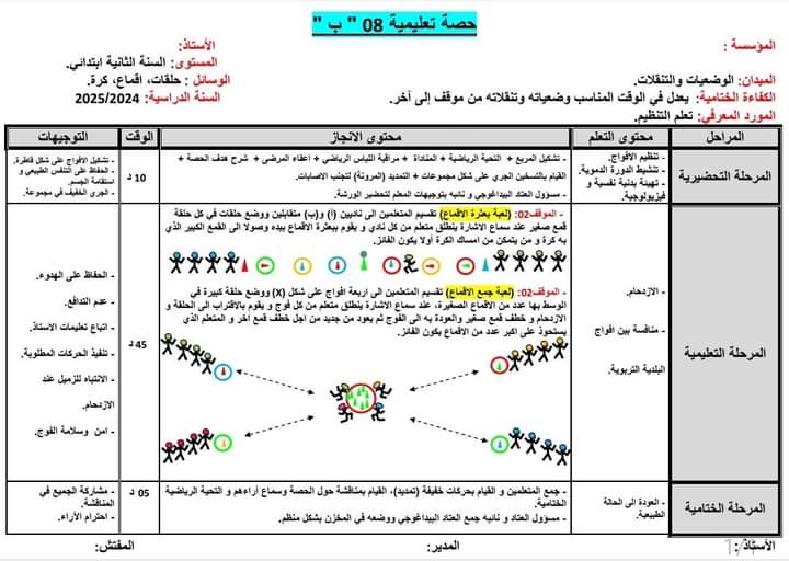 حصة تعليمية 08 " أ " + حصة تعليمية 08 " ب " للطور الأول السنة الأولى والسنة الثانية للاساتذة بن اوذينة الحاج علي/رسيوي العلمي 2024  P_3249rc2a01