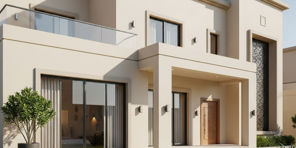 واجهة فيلا حديثة مطلية بدهانات خارجية مقاومة للحرارة والرطوبة في مدينة الخرج